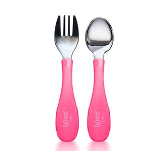 Wee Baby Paslanmaz Çelik Çatal Kaşık Seti Pembe